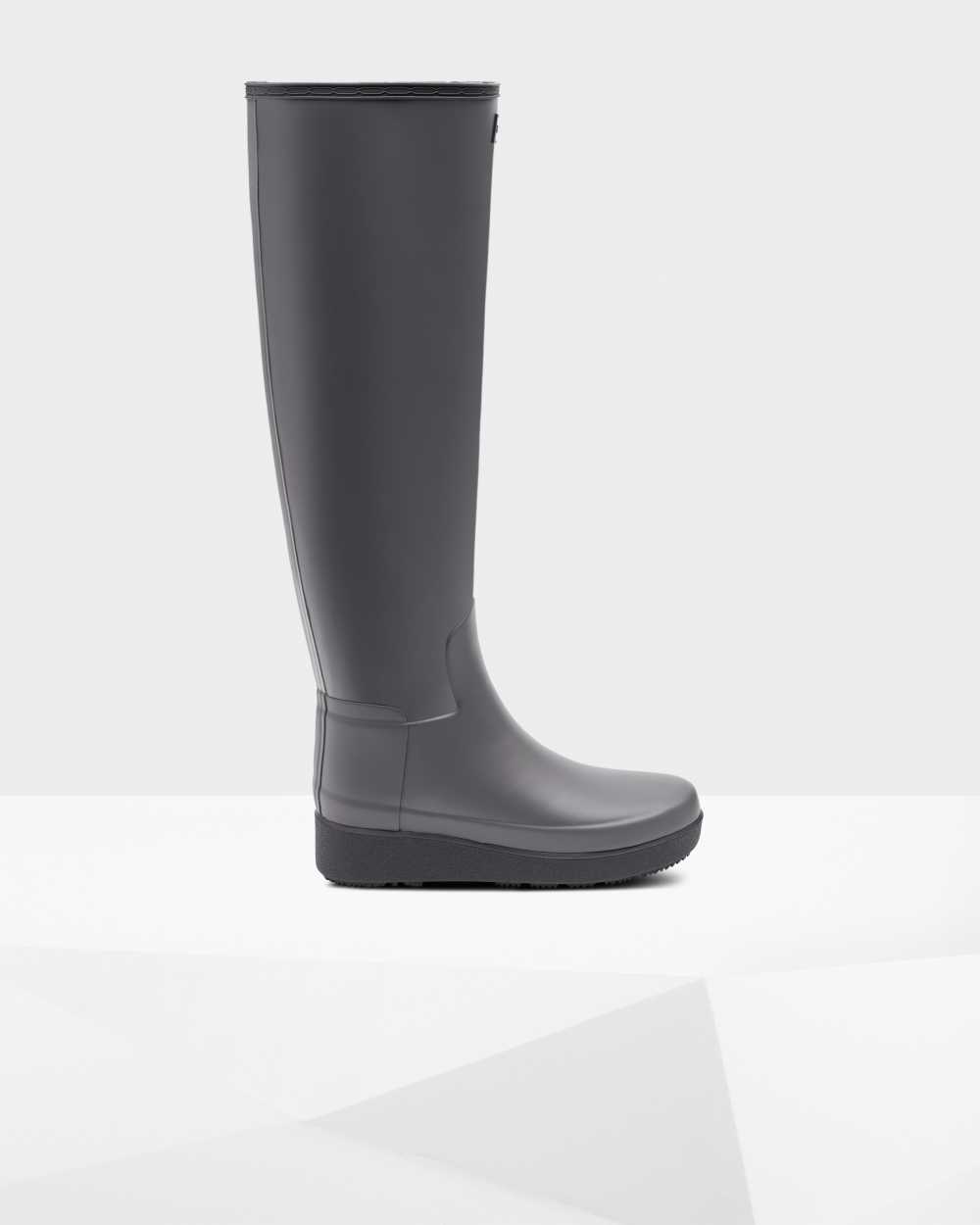 Hunter Refined Slim Fit Creeper Knee-High Women's Rain Boots NZ-05593X Light Grey